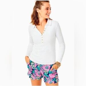 Lilly Pulitzer White Long Sleeve Polo Top